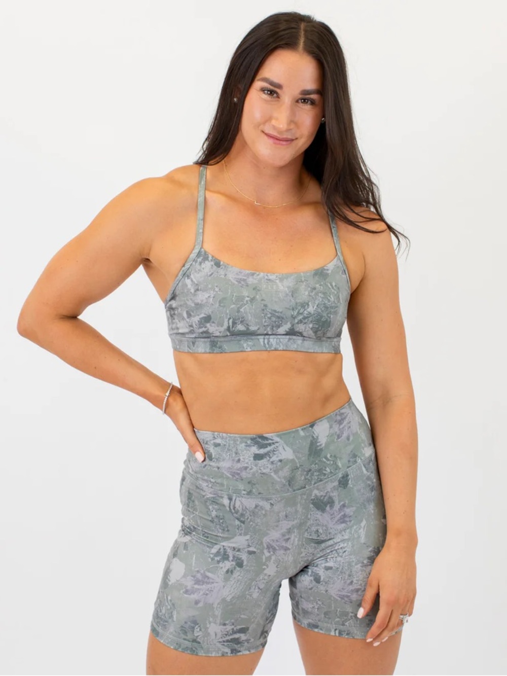 FLEO sports bra AND high rise biker shorts 6”